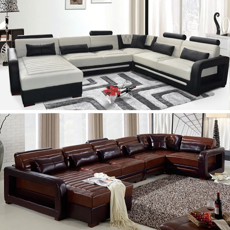 2021 cheap living room furniture sofas, sectionals L shape leather sofa set with costomize material and funciton side table