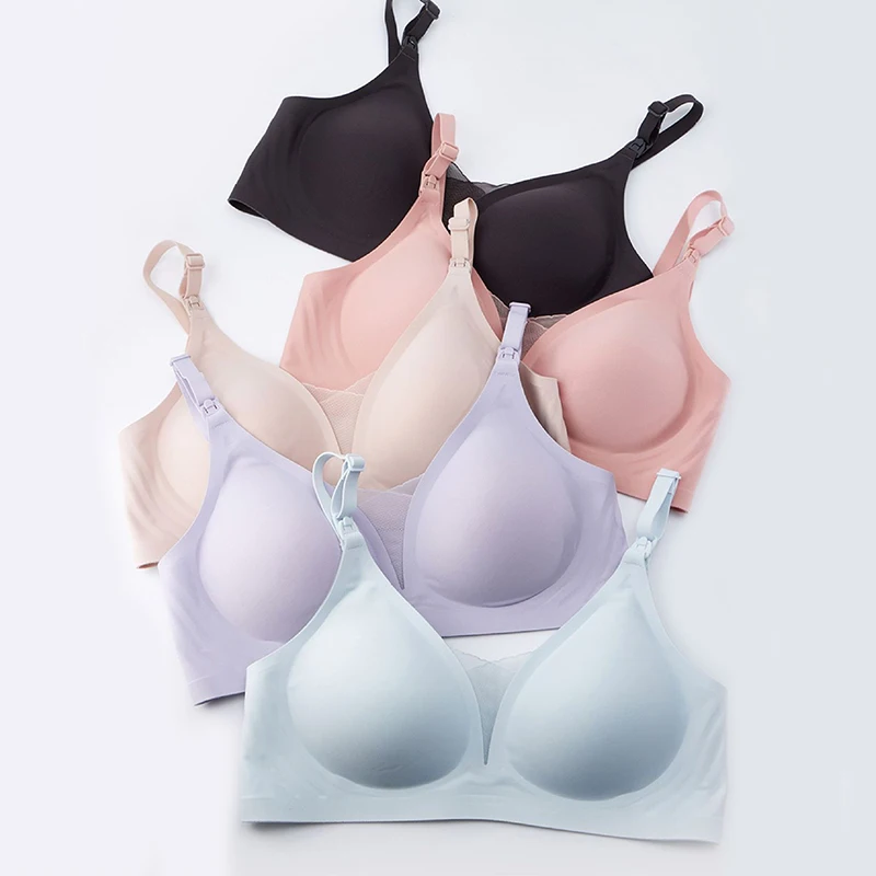 Wholesale Sexy Ladies Breastfeeding Bra Summer Jelly Strip Glued Maternity Seamless Nursing Pumping Bra for Wearable Breast Pump