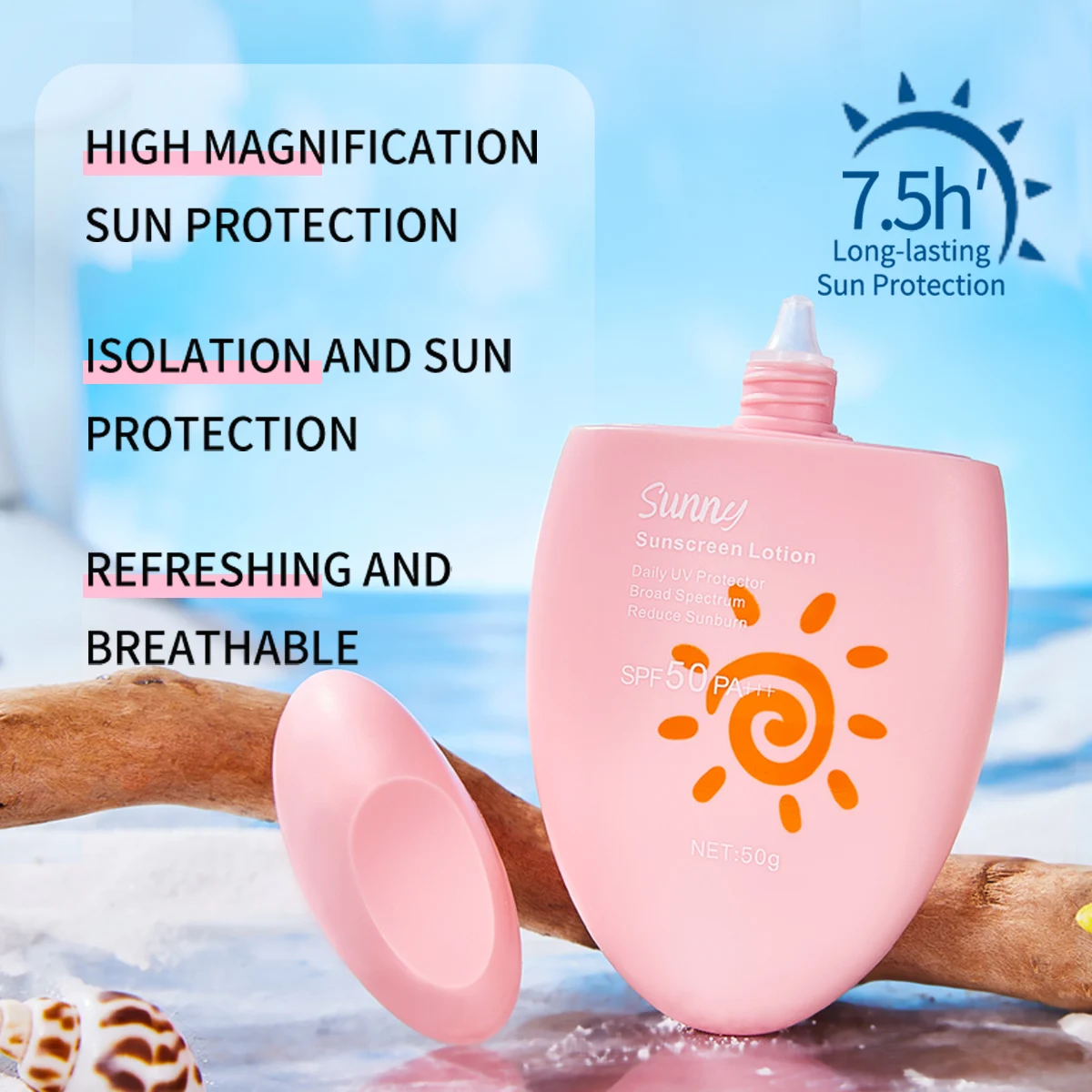 Custom Sunscreen Gel Isolation Facial Protector Sun Block Manufacturer SPF50 PA+++ Tanning Protection Cream Mineral UV Damage