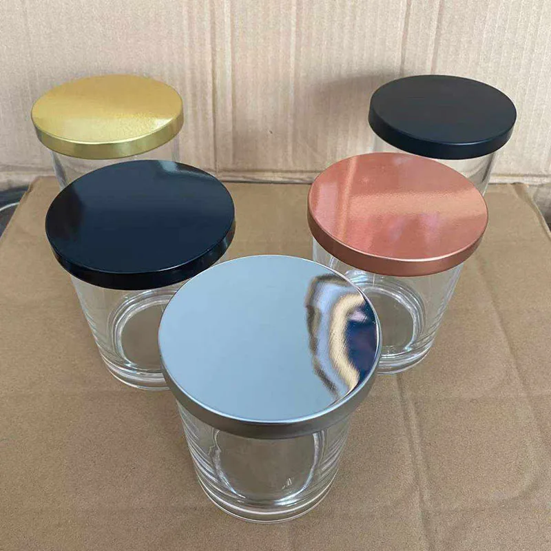 Металлическая плоская крышка для свечей Золотая серебряная розовая золотая черная контейнера банок