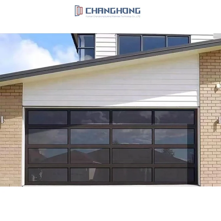 Modern Soundproof Exterior Insulated Automatic Remote Control Aluminum Sectional Glass Garage Door