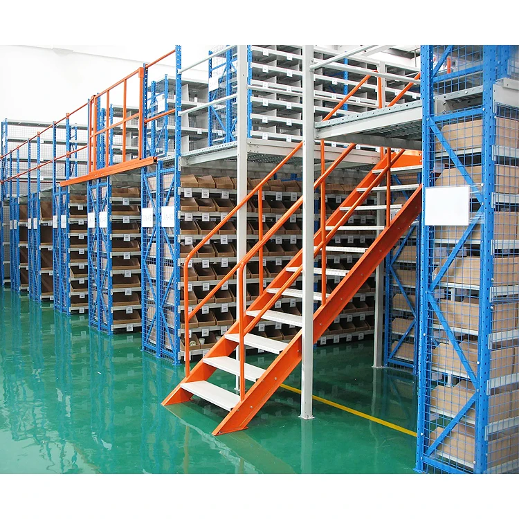Warehouse Multilevel Steel Mezzanine Floor Panel Attic Platform Shelf With Guardrail