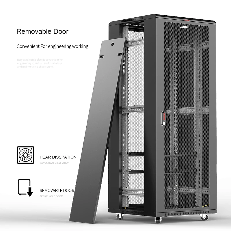 AMPCOM 42U Network Cabinet assemble 42U Rack Cabinet for Server Room Patch Panel and Ethernet Cable Install