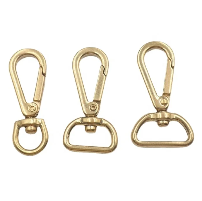 Solid brass fixed eye snap clip hook for handbag strap lanyard dog leash