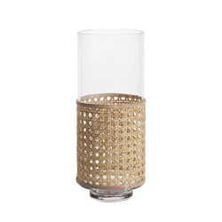 Merlin Living Rattan Glass Vase Decoration Rustic Garden Glass Flower Vase For Cylinder Glass Vase