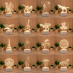 Personalized Cute Mushroom Moon Acrylic USB Plug In Night Light Base 3D Illusion LED Night Lights For Kids