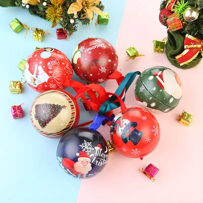 Large quantity Christmas decorations wholesale cheap holiday celebration round ball candy box gift box iron ball