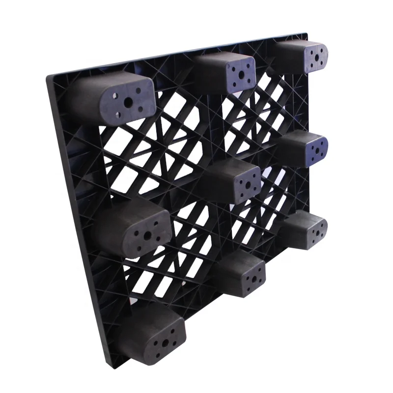 9 Feet Plastic Pallets Cheap Price Epal Size Black Grid Plastic Pallet Export Recycled Stackable Warehouse Pallet 1200*1000MM