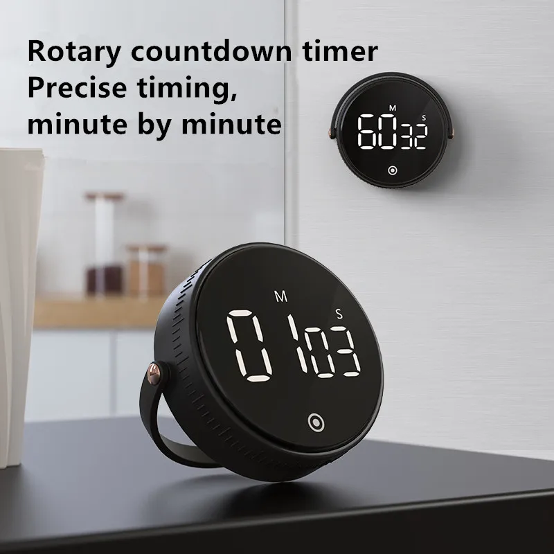 SE170006 New large screen rotary timer Kitchen desktop mute adjustable digital timer magnetizable