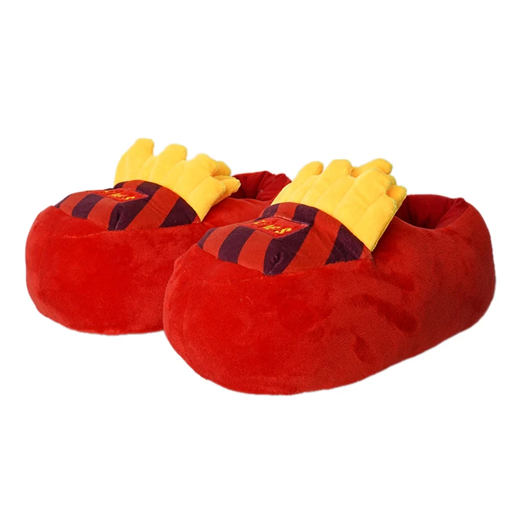 Stuffed Food Home Shoes Warm Women Gifts Furry Inner Plush Hamburger Fries Pizza Bread Slippers