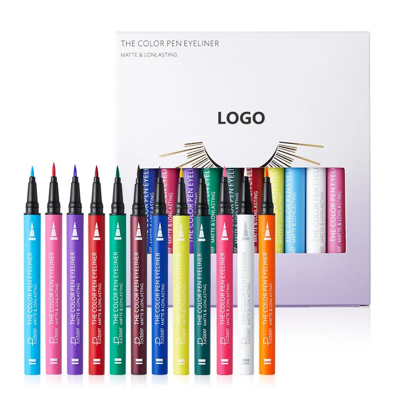 Makeup 12 color waterproof oil control non - dye eyeliner liquid dumb light dry eyeliner set OEM