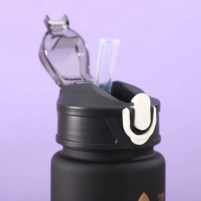 3Pcs/Set Black 2L Motivational Gym Drinking Cup Outdoor Large Capacity Frosted Plastic Sports Water Bottle With Time Marker