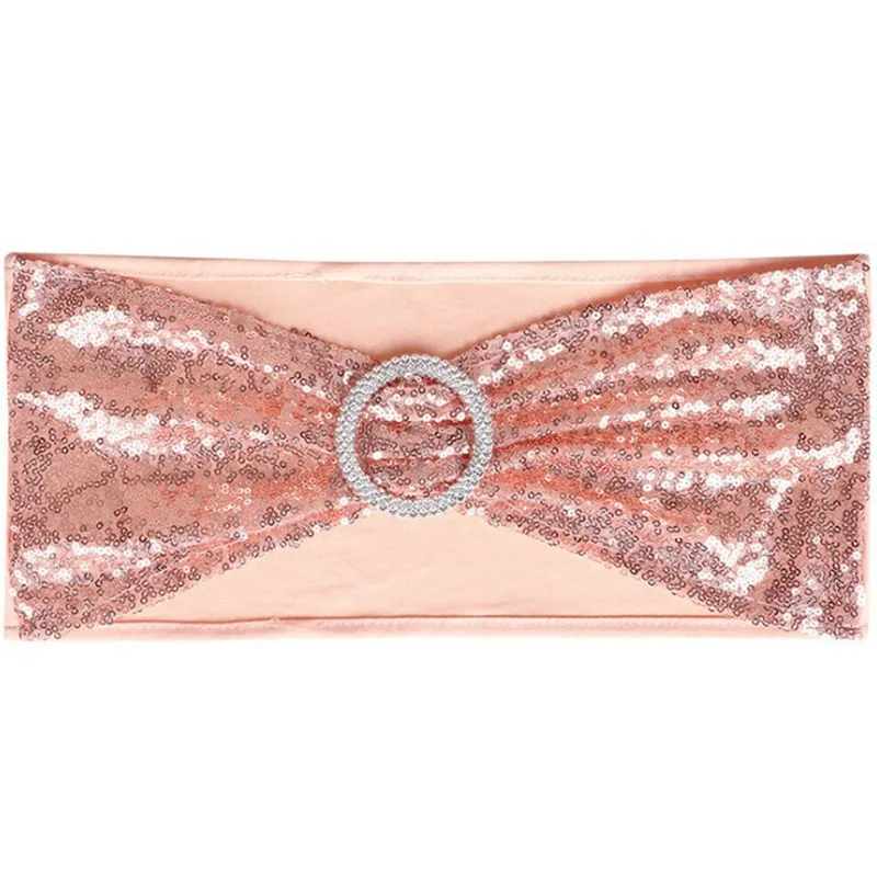 Wholesale Spot Ins Wedding Banquet Decoration Hotel Spandex Chair Cover Bow Chair Back Flower Elastic Sequin Strap