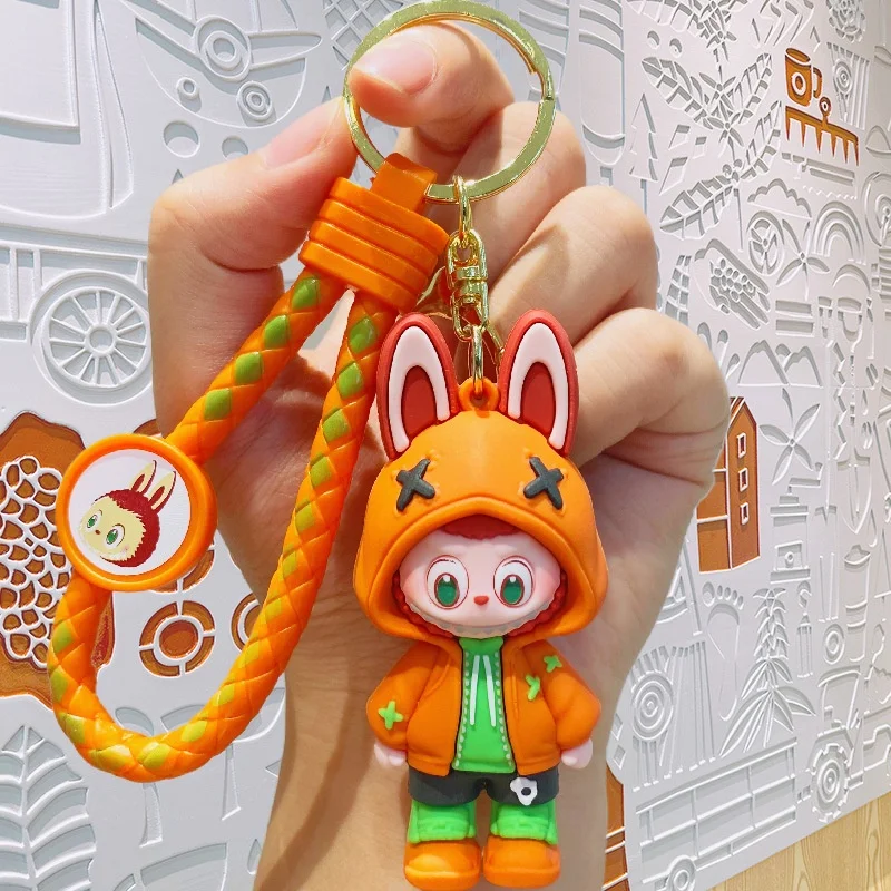 Cute Kawaii Doll Keychain Cartoon Anime Figure labubu Keychain for Car cherry Keys