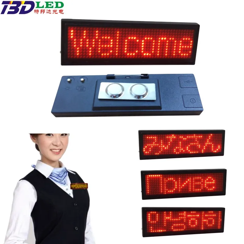 USB Scrolling LED name Badge message light up led Sign pin addressable name display led badge led tag PC Software Editable