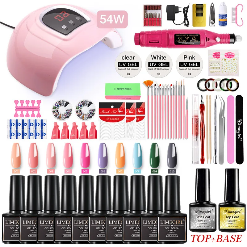 With Gel Polish Uv Led Lamp Drill Machine Manicure Art Tools Professional Nail Accessories Nail Art Kits Set Nail Supplies Tools