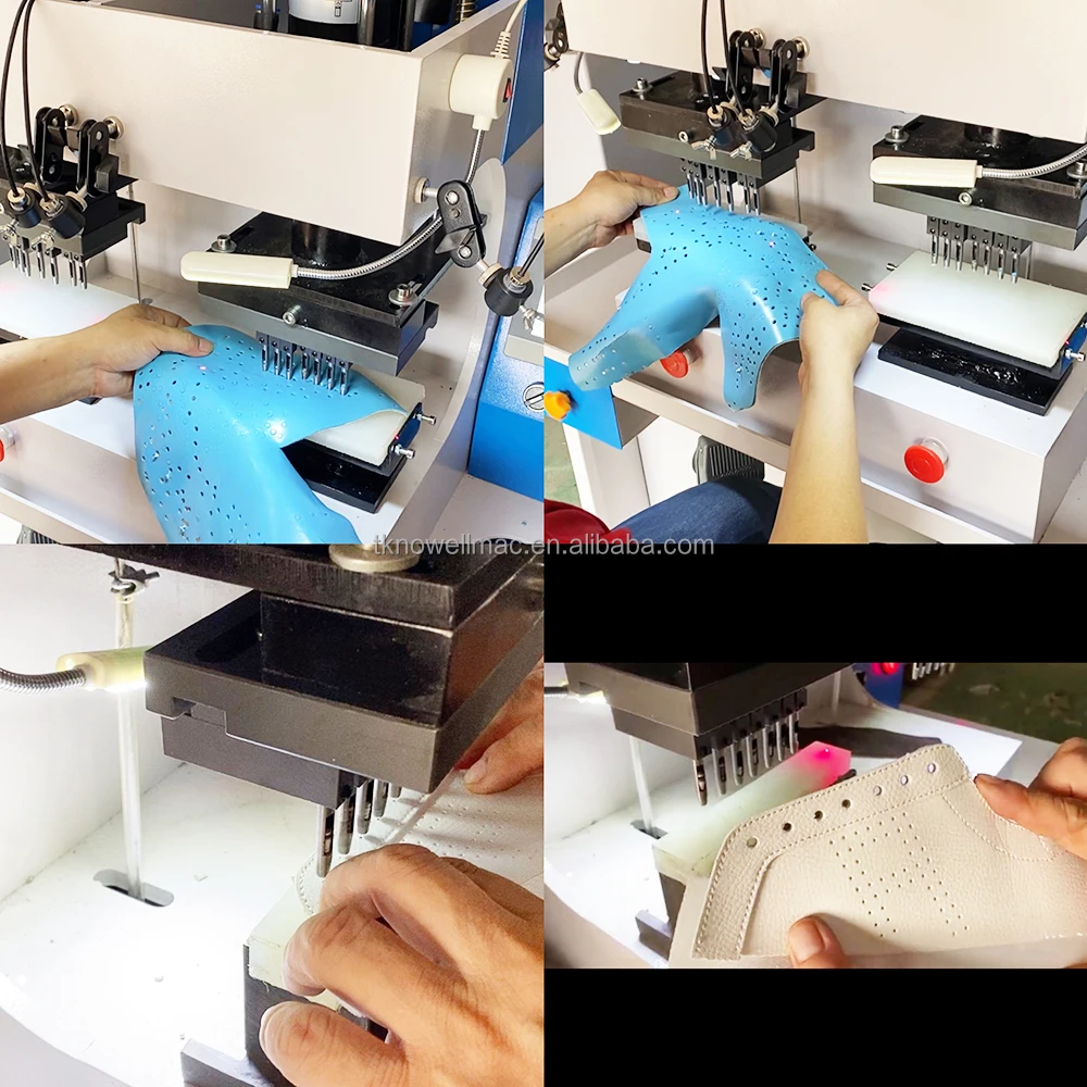 Manufacturers supply double-station pneumatic waist bag sole and upper fabric porous vamp punching machine