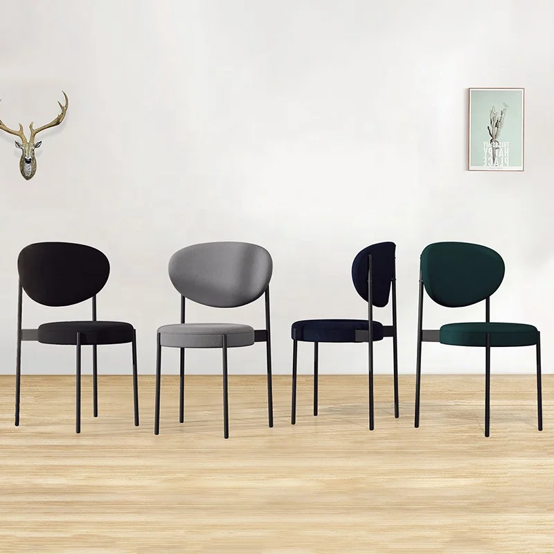 Modern simple metal frame dining chair designer round cushion leisure chair hotel restaurant furniture