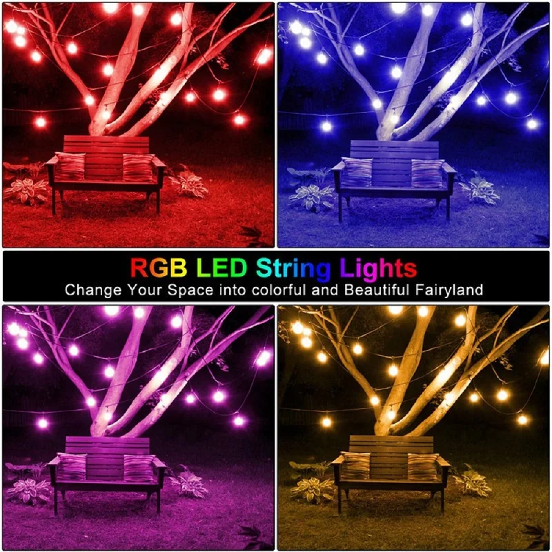 Гирлянда светодиодная S14 RGB водонепроницаемая IP65 48 футов 15