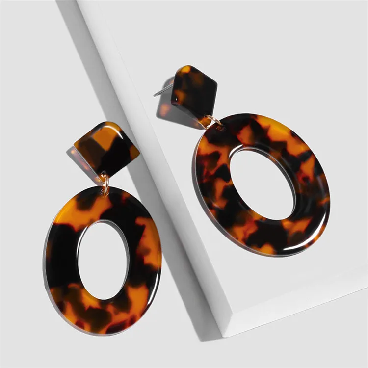 Acrylic Earrings 2019 Big Statement Earrings Women Resin Oval Square Geometric Drop Dangle Bohemian Jewelry Earrings