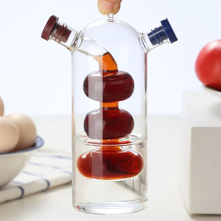 Popular Products 2024 Kitchen Glassware Reusable Food Grade 2 in 1 Glass Olive Oil Dispenser Bottle With Cork Lid
