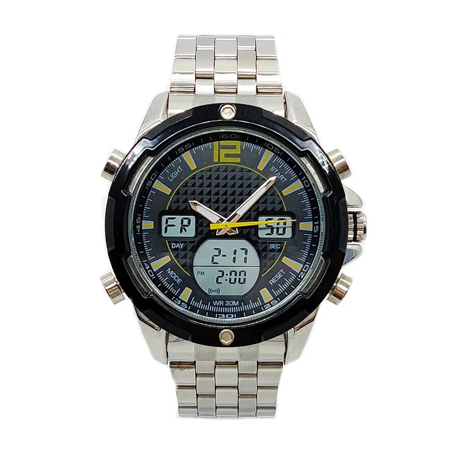 Stainless steel back water resistant fashion multifunctional watch Digital Sport Quartz Wrist watch
