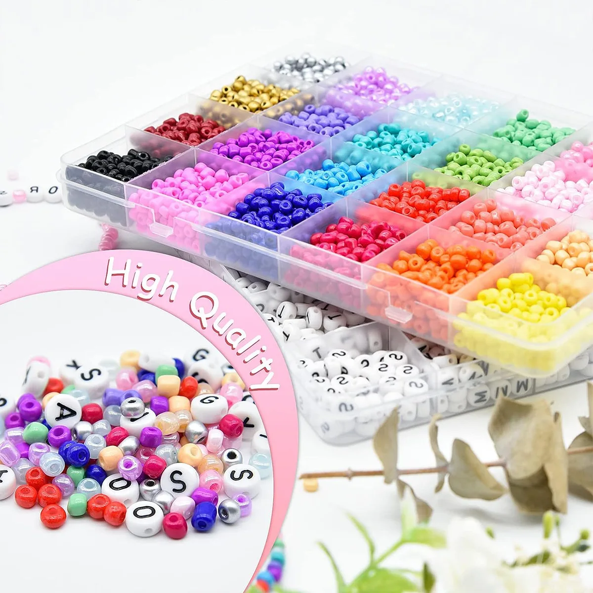 Cross border 24 color baking paint 4mm millet beads acrylic letter beads DIY bracelet jewelry bead set for women