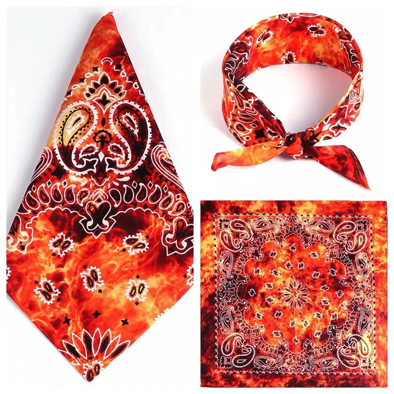 100% Cotton Tie Dye  Outdoor Multiple Headwear Paisley Square Bandana