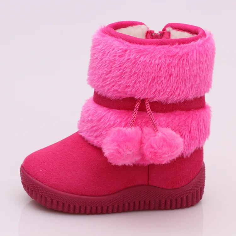 
DOGEEK Winter Girls ChildrenNon-slip Kids Thicker Fur Shoes Hairball Baby Cotton Snow Boots 