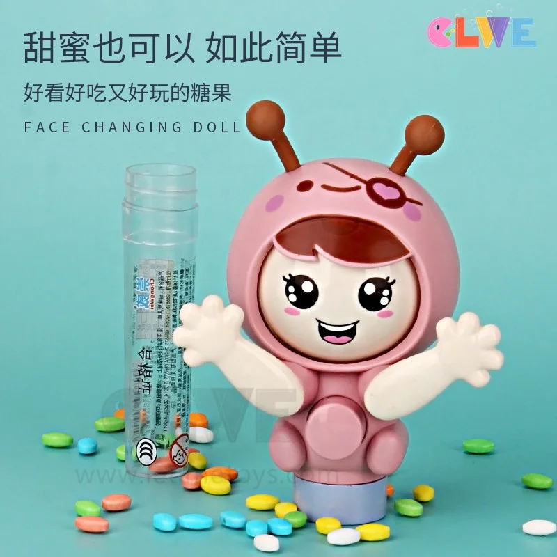 Good quality ABS sweet candy toys Hot sale cute face changing toys baby candy toys