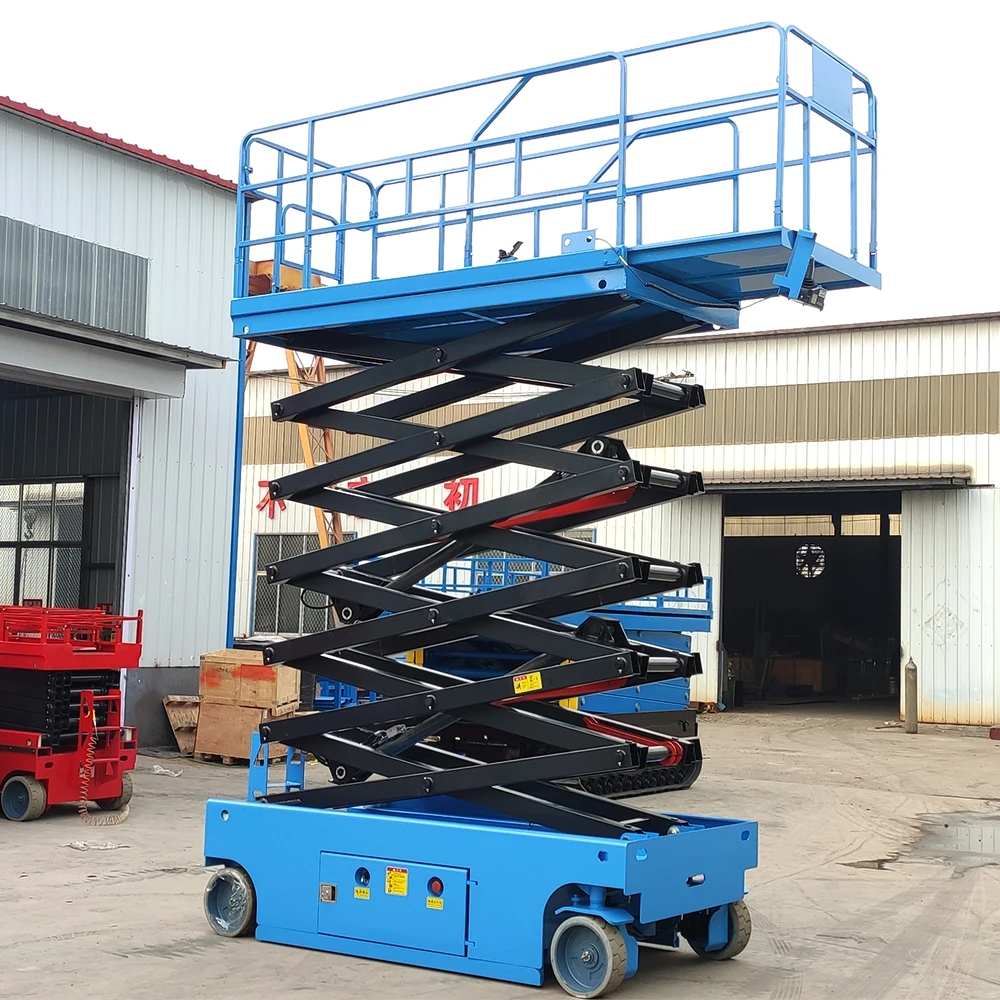 High Building Cleaning Scaffolding Hydraulic Electric Mobile Scissor Shear Fork Lift Aerial Work Platform 6m 12m 16 Meter 500kg