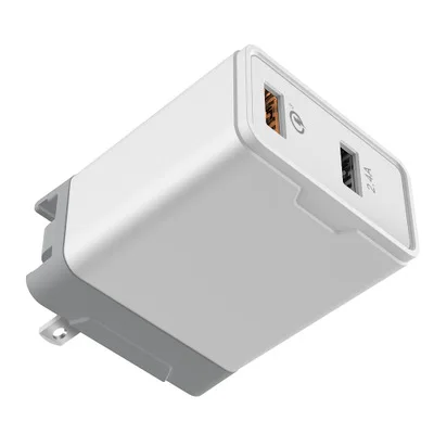 
Universal EU/US Plug QC 3.0 Travel Wall Charger 5V 2.4A + 1 Quick Charge 