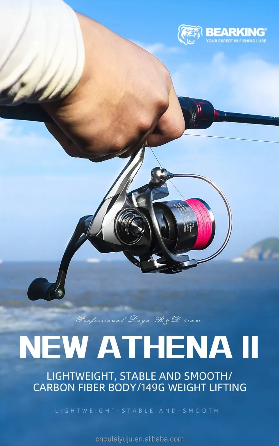 Официальный магазин Bearking 5 2: 1 Спиннинг Катушка Athena 149 г 800 1000 1500 2500 6BB подшипник из нержавеющей стали для рыбной ловли