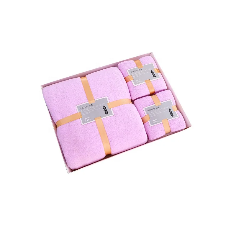 Factory direct wholesale soft coral velvet towels bath towel 3-piece set of wedding souvenirs