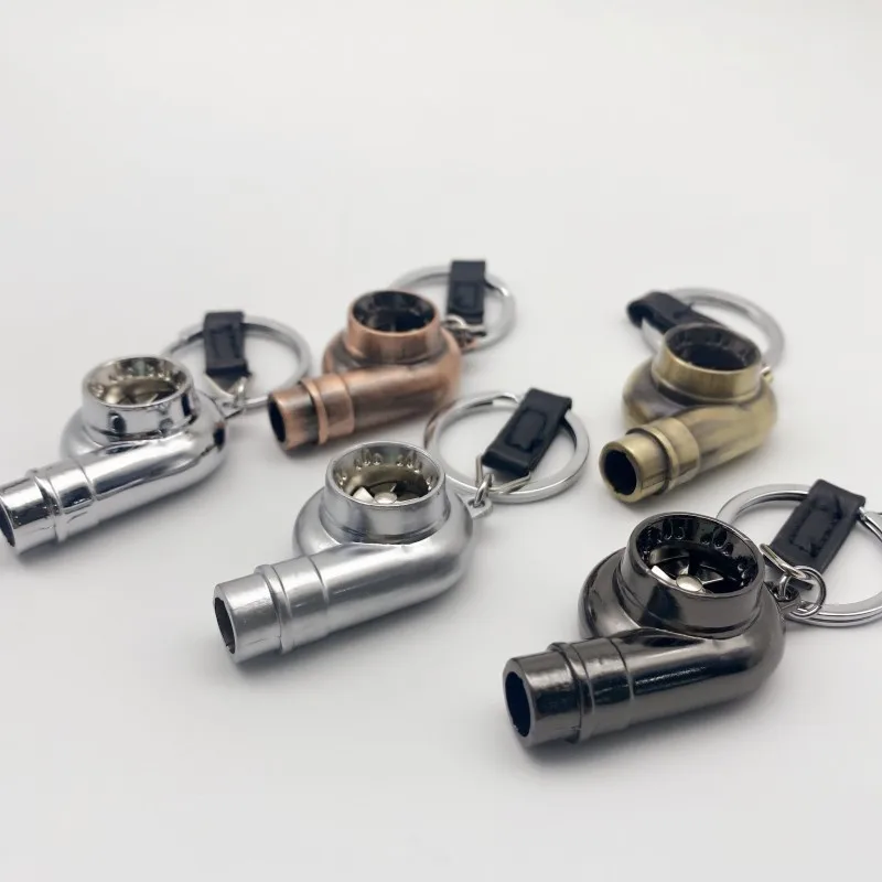 Custom LOGO Rotors turbo whistle keychain Metal Spinning Turbocharger Automotive Mini 3D Car Part Keychain metal key chains