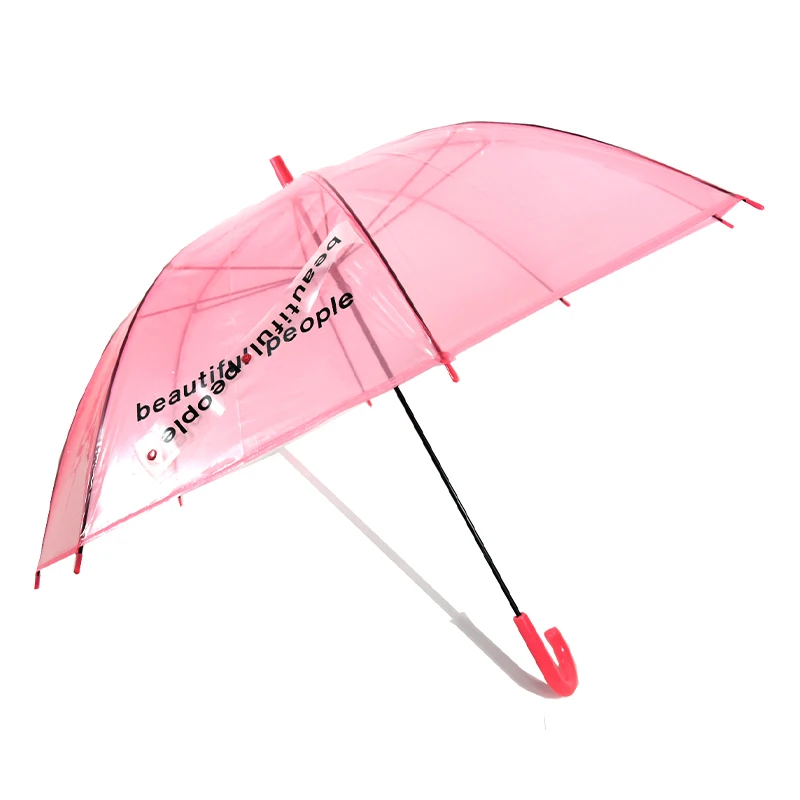 23Inch*8K Transparent Clear Pink POE Straight Rain Umbrella With custom logo