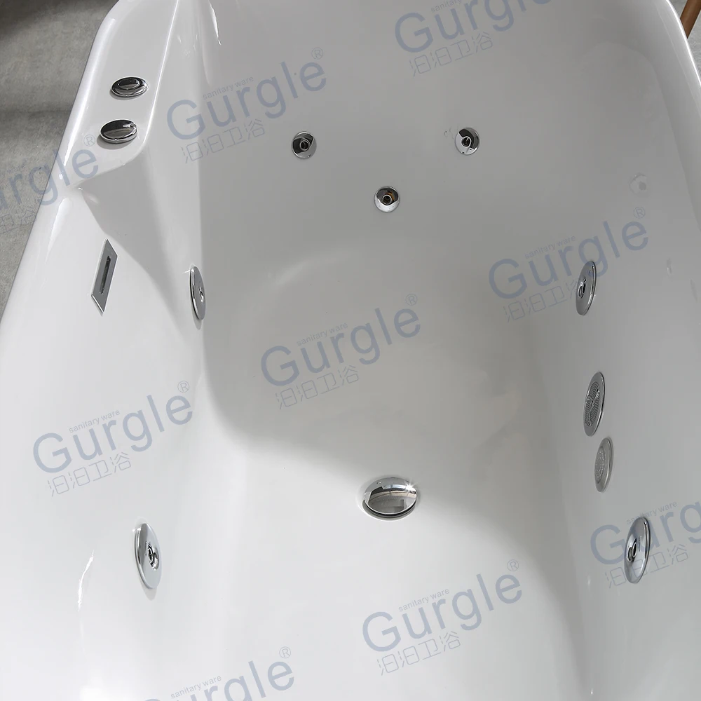 Stylish Pure Acrylic Bath Tub Reinforced with Fiberglass & Resin for Adult or Children Jets Covering whole Human Back to Toe