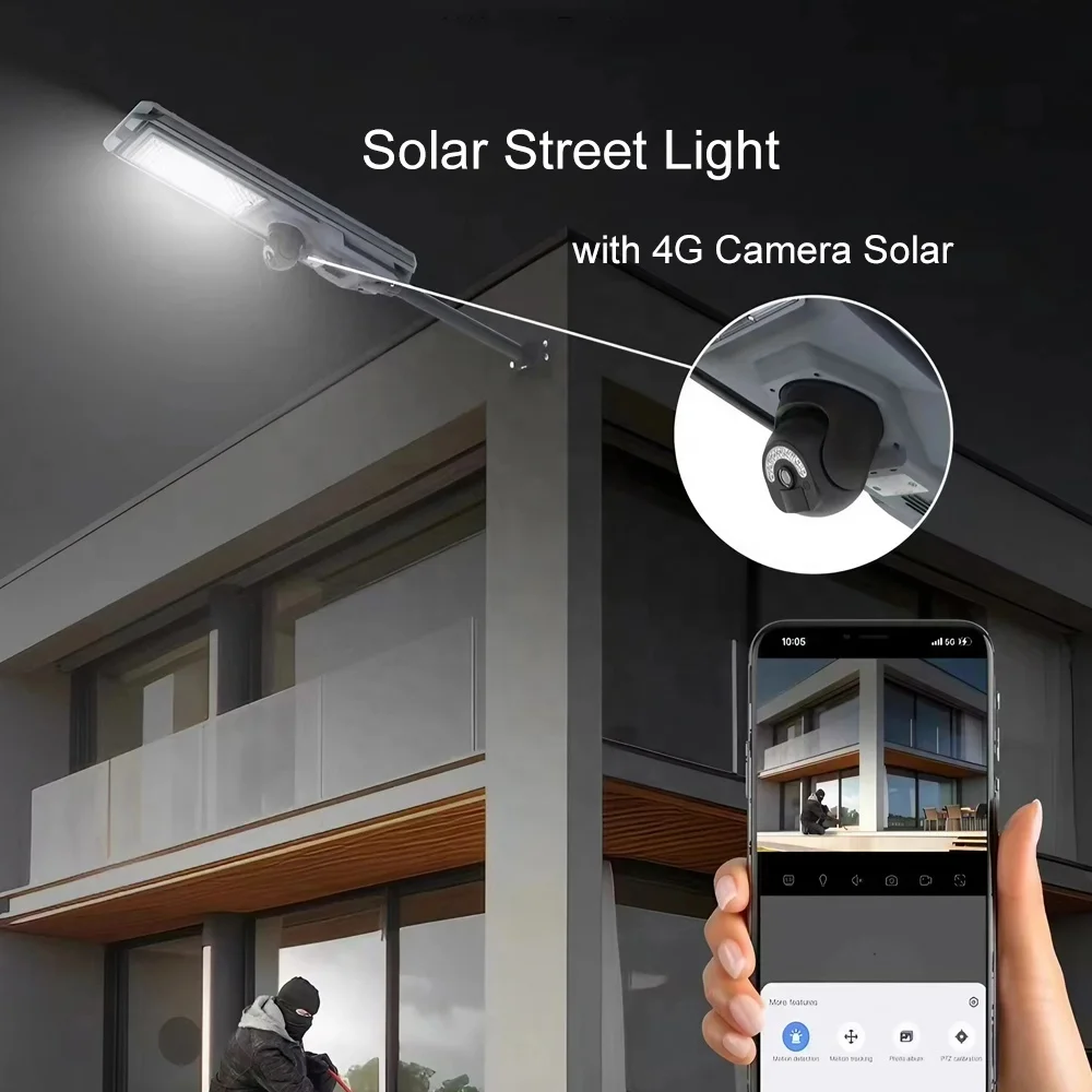 Wire-Free Floodlight Security Camera 4G CCTV 800W LED Lamp outdoor Solar Street Lights with Remote Controller for Home Yard