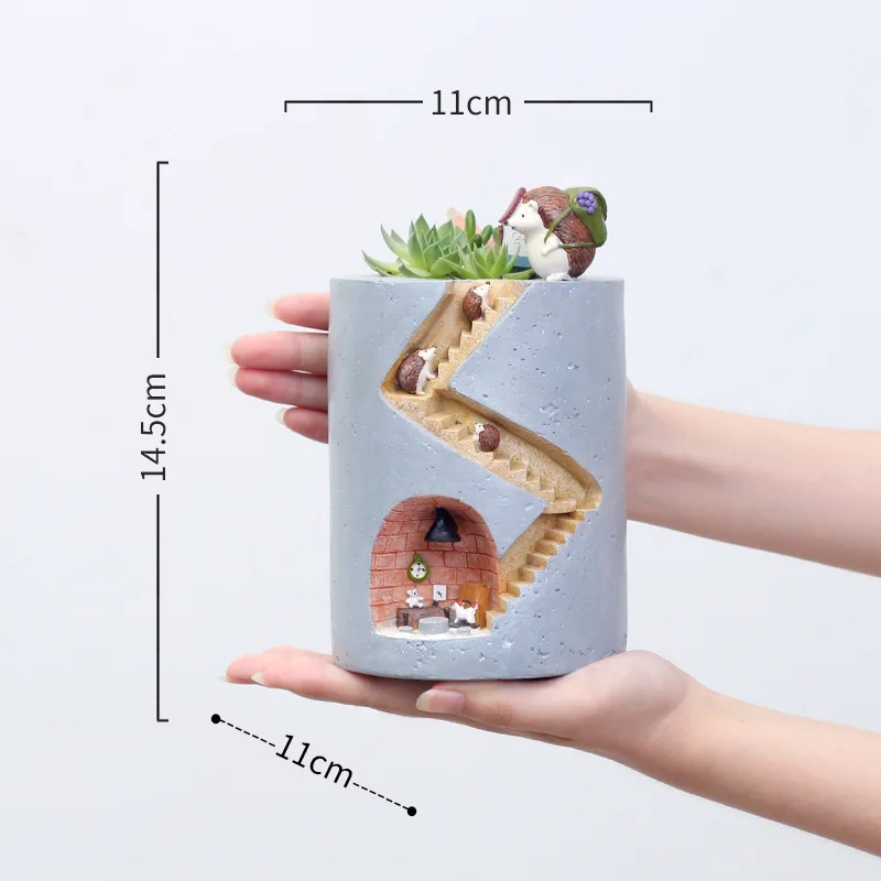 Creative Animal Resin Flowerpot Succulents Planter Water Planting Container Rabbit Hedgehog Decorative Pot Desktop Ornament Cre