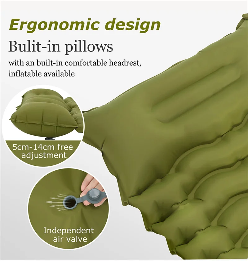 Outdoor Double Sleeping Pad Inflatable Mattress with Pillow 2 Persons Camping Mat Tourist Mattress for Hiking Camp Bed Air Matt