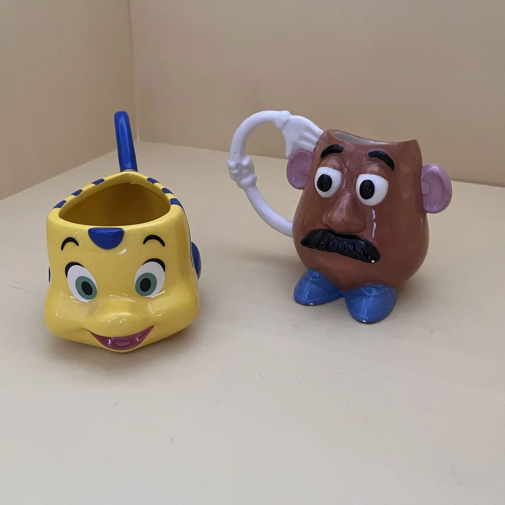 Custom ceramic cute 3d animal face flamingo shaped coffee mugs