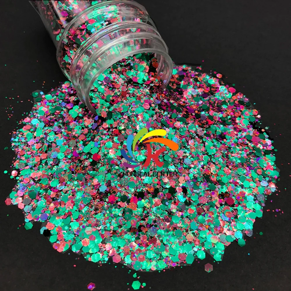 Bulk Special Shape Hexagon Flakes Glitter Powder 008 1/128 1/64 Extra Fine Chunky Mix Glitter