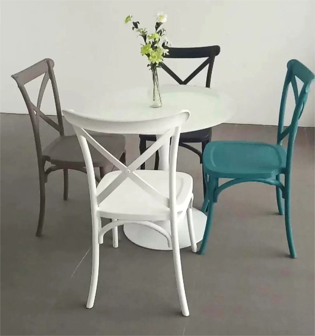 High Quality Banquet Wedding Indoor Outdoor white Stackable plastic Resin Cross Back Chair event party x back dining chair