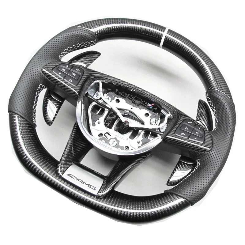 AUTO RACING CAR STEERING WHEEL CARBON FIBER  FOR Mercedes-Benz AMG  C43 C63 CLA45 C63S A45 STEERING WHEEL 2015-2018