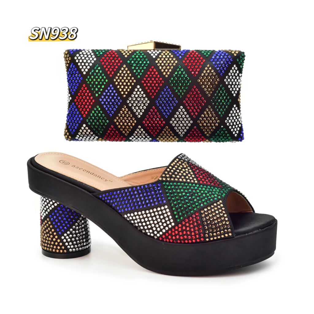 Italian fashion shoes and bag sets for sale cheap matching high heel set with stone evening party bags online gold supplier