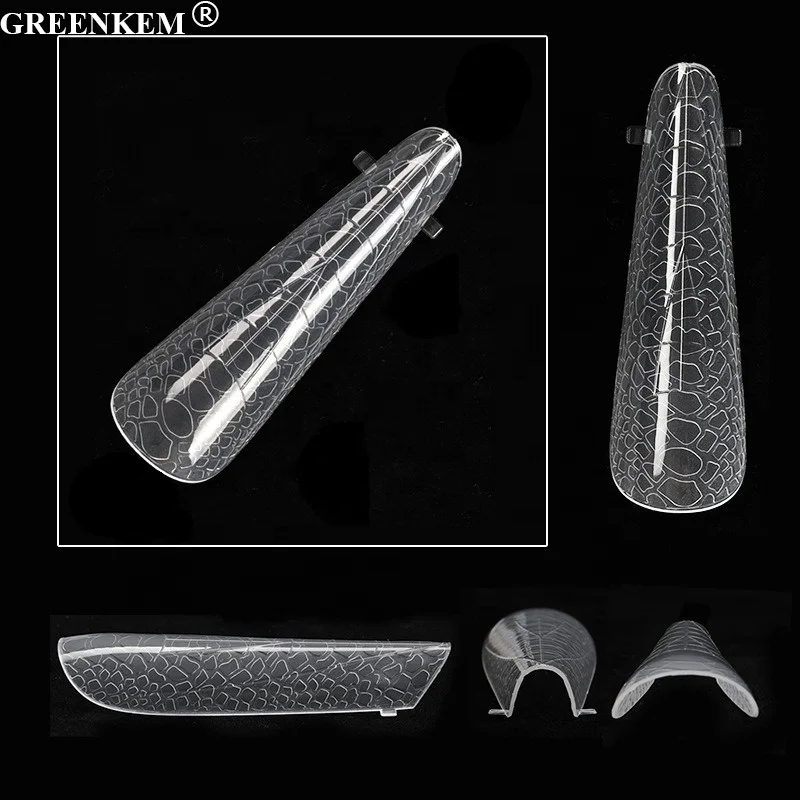 New 120Pcs Box Plastic Crystal Nail Forms Quick Phototherapy Extension Nail Forms Mold With Patterns