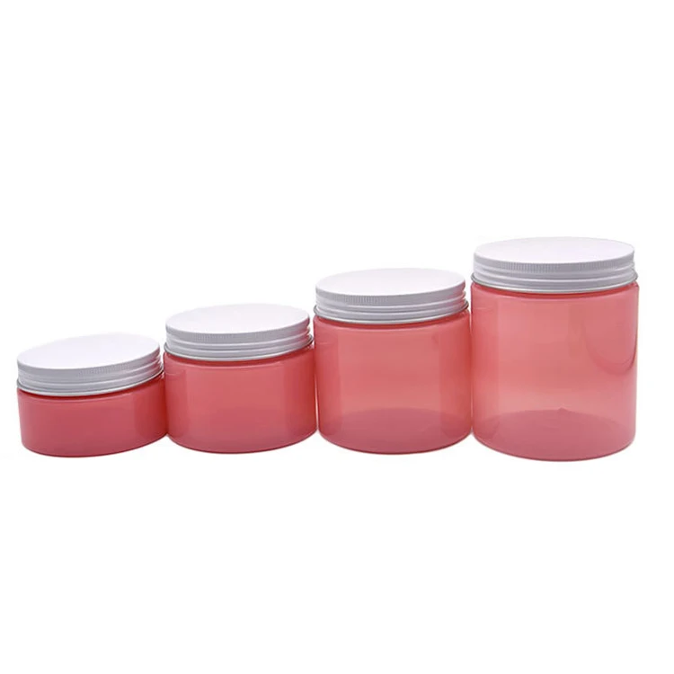 In stock 100ml 150ml 200ml 250ml Cosmetic Packaging clear container and Colorful jars gold Plastic pet pink Jar with lids