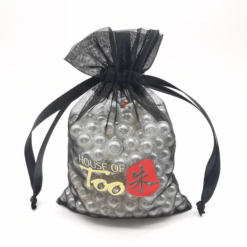 Printing  Custom Logo Organza Pouch  With Drawstring