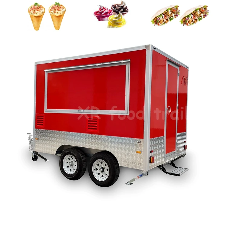 Affordable 9ft mobile food truck trailer for sale canada under 14000 small box type with stay modern fire suppression system
