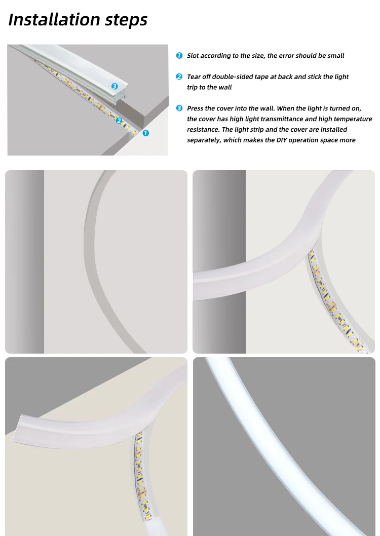2023 Newest Design No Wearing Led Strip Light Soft Anti Aging High Transmittance Silicone Neon Tube Cover Lampshade